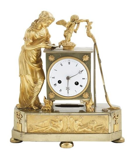 Directoire Gilt-Bronze Figural Clock