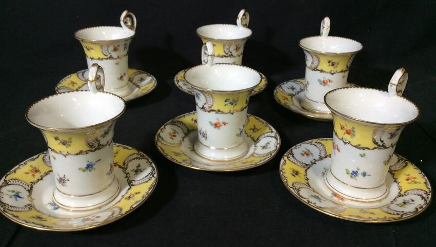 Dresden Porcelain Tea Cups & Saucers , 12 pcs