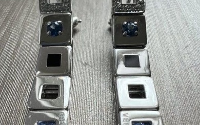 EARRINGS VERSACE MAIA COLLECTION 18K WHITE GOLD WITH BLUE SAPPHIRE