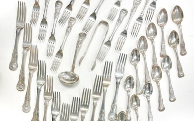 Edinburgh - A 28-piece set of Victorian silver flatware with 14 additions