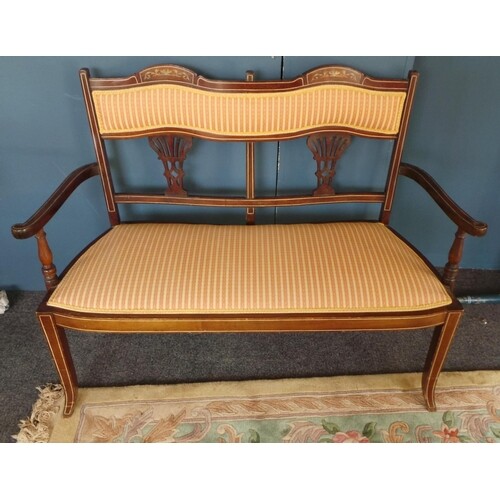 Edwardian Inlaid Mahogany 2 Seater Couch