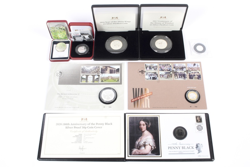 Eight Harrington and Byrne and Pobjoy Mint commemorative silver proof coins. Including silver proof penny black