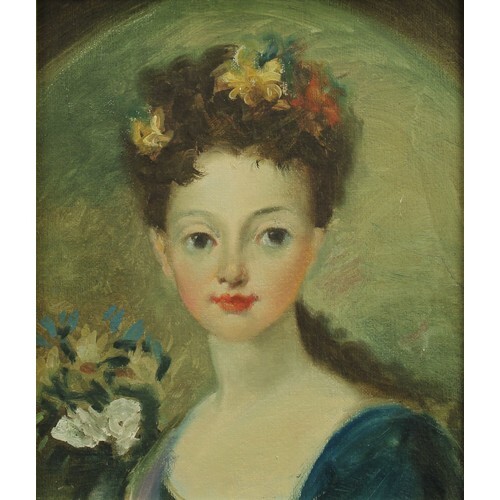 English School (20th century) Portrait of a Young Lady, head...
