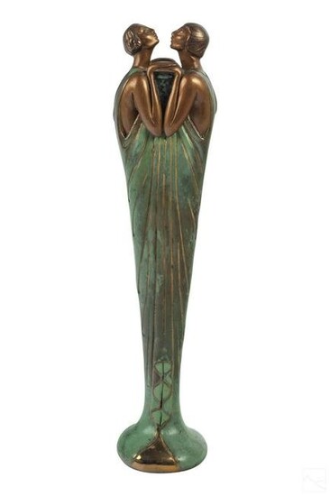 Erte Art Deco Bronze Flora Figural Sculpture Vase