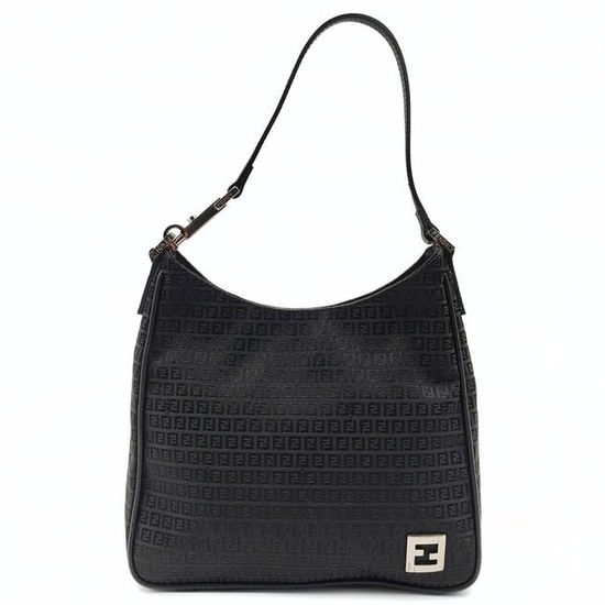 FENDI black Zucchino canvas handbag