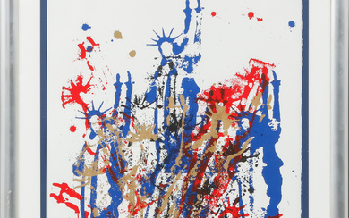 FERNANDEZ ARMAN. Composition with the Statue of Liberty, color lithograph, signed and numbered XI/XXV.