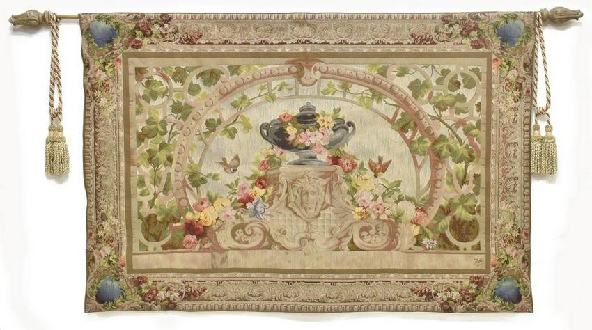 FRENCH STYLE FLORAL WALL TAPESTRY, 56" x 84"