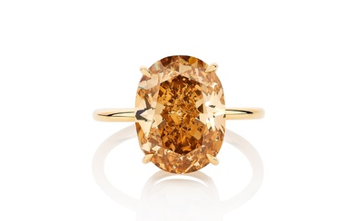 Fancy Deep Brownish Orangy Yellow diamond ring