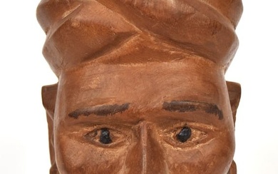 Folk Art Wooden Bust Carving of a Gentleman