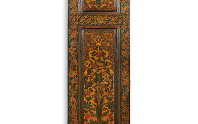 Four Qajar painted and lacquered wood doors converted into a...