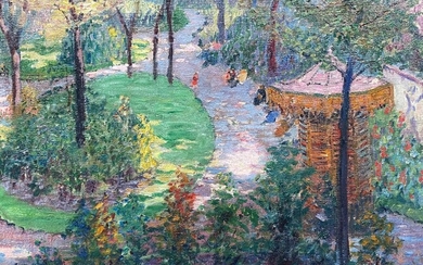 Francis Morton JOHNSON (1878-1931) "Le Jardin public", 1919 Huile sur toile, signée en bas à...