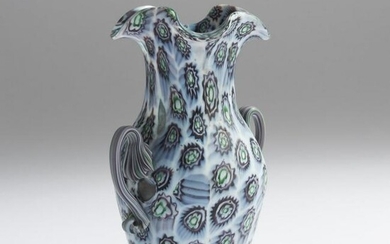 Fratelli Toso, 'Murrine' vase with handles, c. 1905
