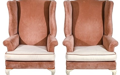 French Provincial Carved Velvet Upholstered Chairs