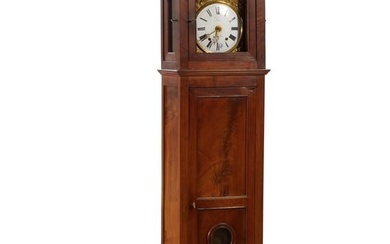 French Provincial Carved Walnut Tallcase Clock, 19th c., H.- 99 in., W.- 24 in., D.- 10 1/4 in.