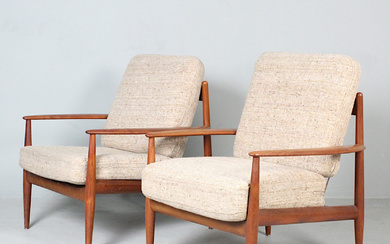 GRETE JALK for FRANCE & DAVERKOSEN. A pair of armchairs/lounge chairs, model '118', teak, designed in 1958, Denmark.