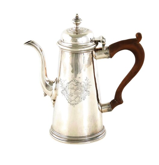 George II sterling silver lighthouse coffee pot, Edward Feline