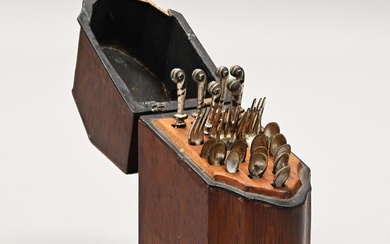 George III Mahogany Miniature Cutlery Box,Utensils