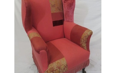 Georgian style wingback armchair with cabriole legs and pad ...