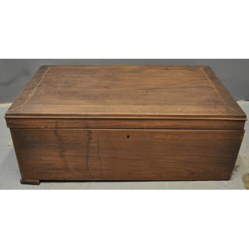 Ghanaian stained hardwood plain rectangular trunk with hinge...