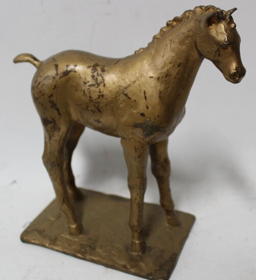 Gilt Bronze Horse Figure. Sgd.