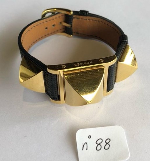 Gold plated watch, signed - HERMÈS - Médor...
