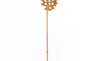 Gold tie pin with initials, early 20th Century.