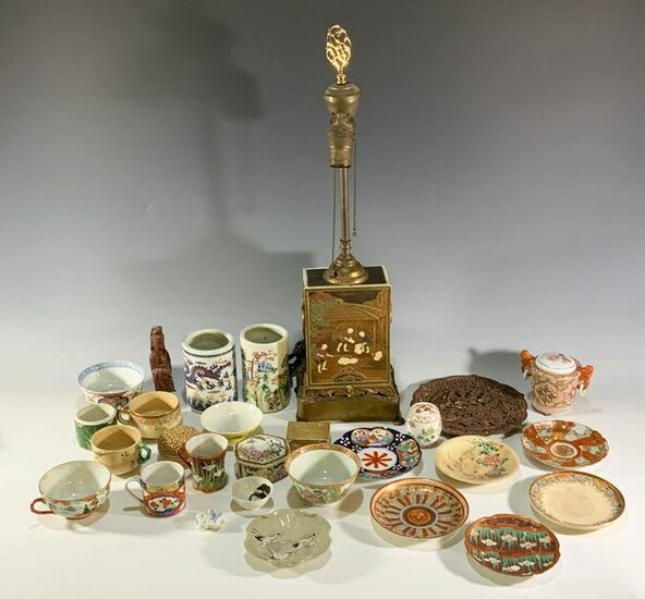 Group of Chinese, Japanese Porcelains and Lamp