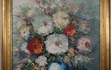 ** HELMAN (XXe). Vase de fleurs. Huile sur toile signée en bas à gauche. 50...