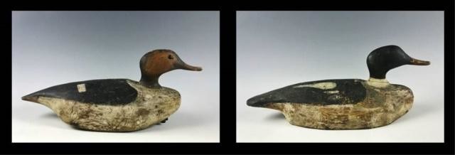 Hand Carved Red Breasted Merganser Decoys, (2pc)