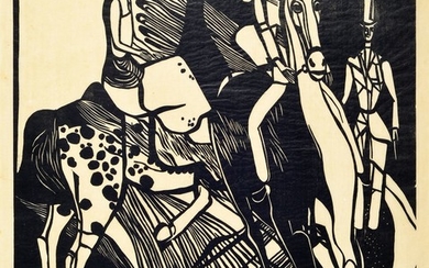 Heinrich Campendonk, 1889-1957, woodcut, abstract figure composition...