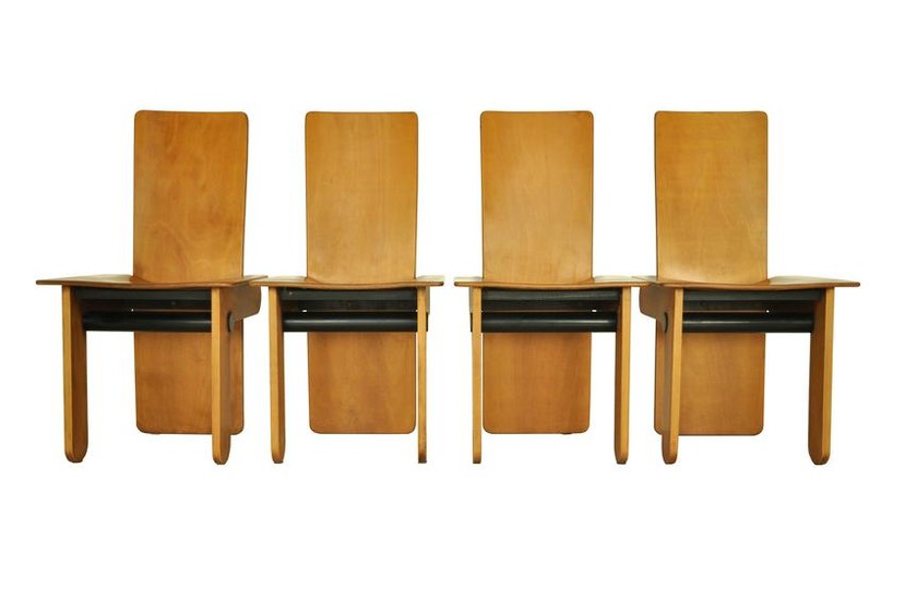 Italian set of 4 dining chairs by Carlo Scarpa for