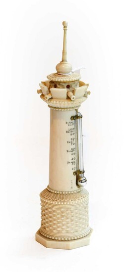 Ivory lighthouse desk thermometer, circa 1900