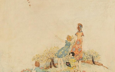 JESSIE MARION KING (1875-1949) FLYING A KITE