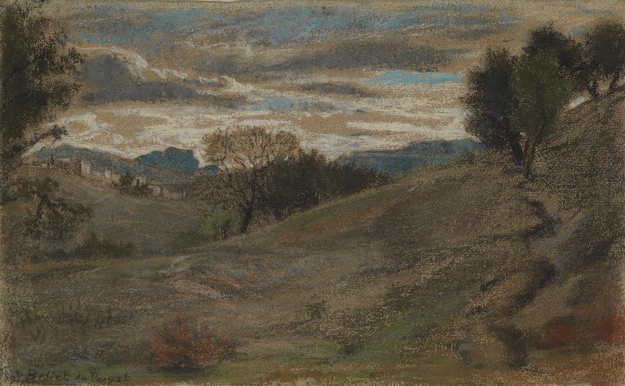 JOSEPH ALFRED BELLET DU POISAT (Bourgoin-Jallieu 1823-1883 Paris) A Landscape with Rolling Hills....