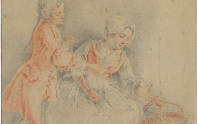 Jacques-André Portail (Brest 1694-1759 Versailles), A young man and a seated woman