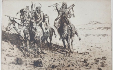 John Edward Borein (American 1872 - 1945) Etching and drypoint, Sioux Chief