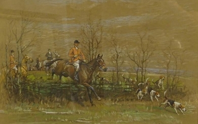 John Sanderson Wells (1872-1955). Huntsmen and hounds taking a...