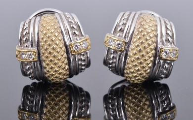 Judith Ripka 18K, Sterling Silver & Diamond Estate Earrings