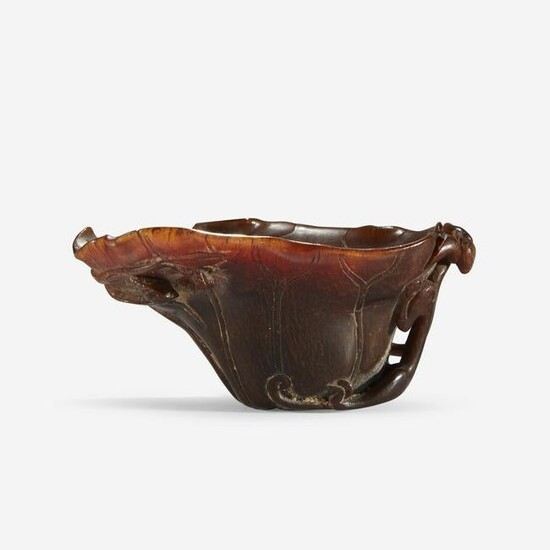 A Small Chinese Carved Rhinoceros Horn Libation Cup