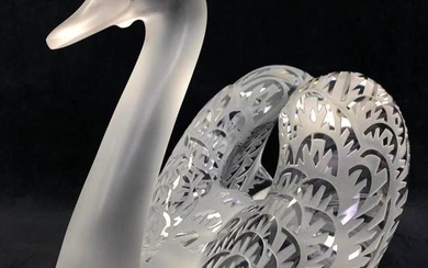 Lalique Swan Head Up Sculpture