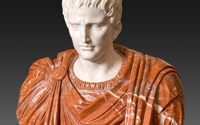Large Marble Bust Of Roman Caesar Augustus