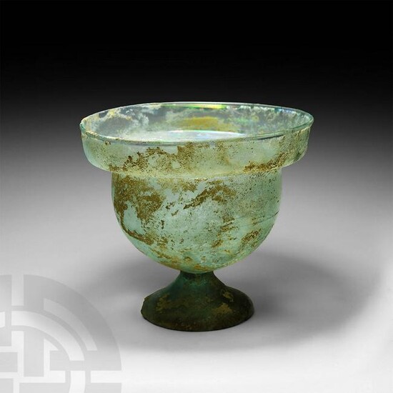 Large Roman Glass Footed Chalice