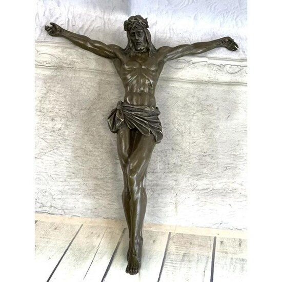Large Size Bronze Wall Crucifix, Jesus on Cross