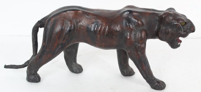 Leather-Covered Prowling Panther Figure