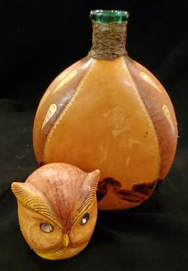 Leather Owl Liquor Bottle
