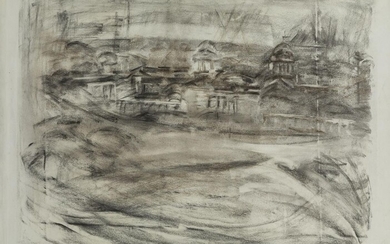 Lilian Holt, British 1898-1983 - Greenwich from the Observatory, 1964; charcoal on paper, signed and dated lower right 'Lilian Holt 64', 51.5 x 66.5 cm (ARR) Provenance: Boundary Gallery, London