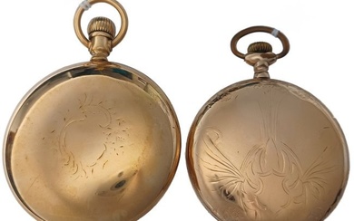 Lot Of 2 South Bend Watch Co Antique Mens Fancy Dial Hunter & HW Pobst Openface Pocket Watches