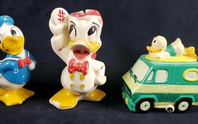 Lot of 3 Vintage Rare Disney Donald Duck Piggy Banks