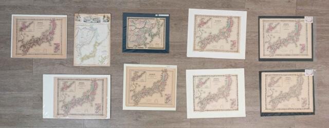 Lot of 9 Maps of Japan