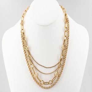 Louis Vuitton Gold Tone Mixed Chain Necklace
